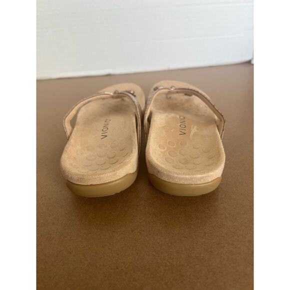 NWOT Vionic Bella Silver Metal Fabric Bow Thong Flip-Flop Comfort Sandals Sz 7 - Picture 7 of 10